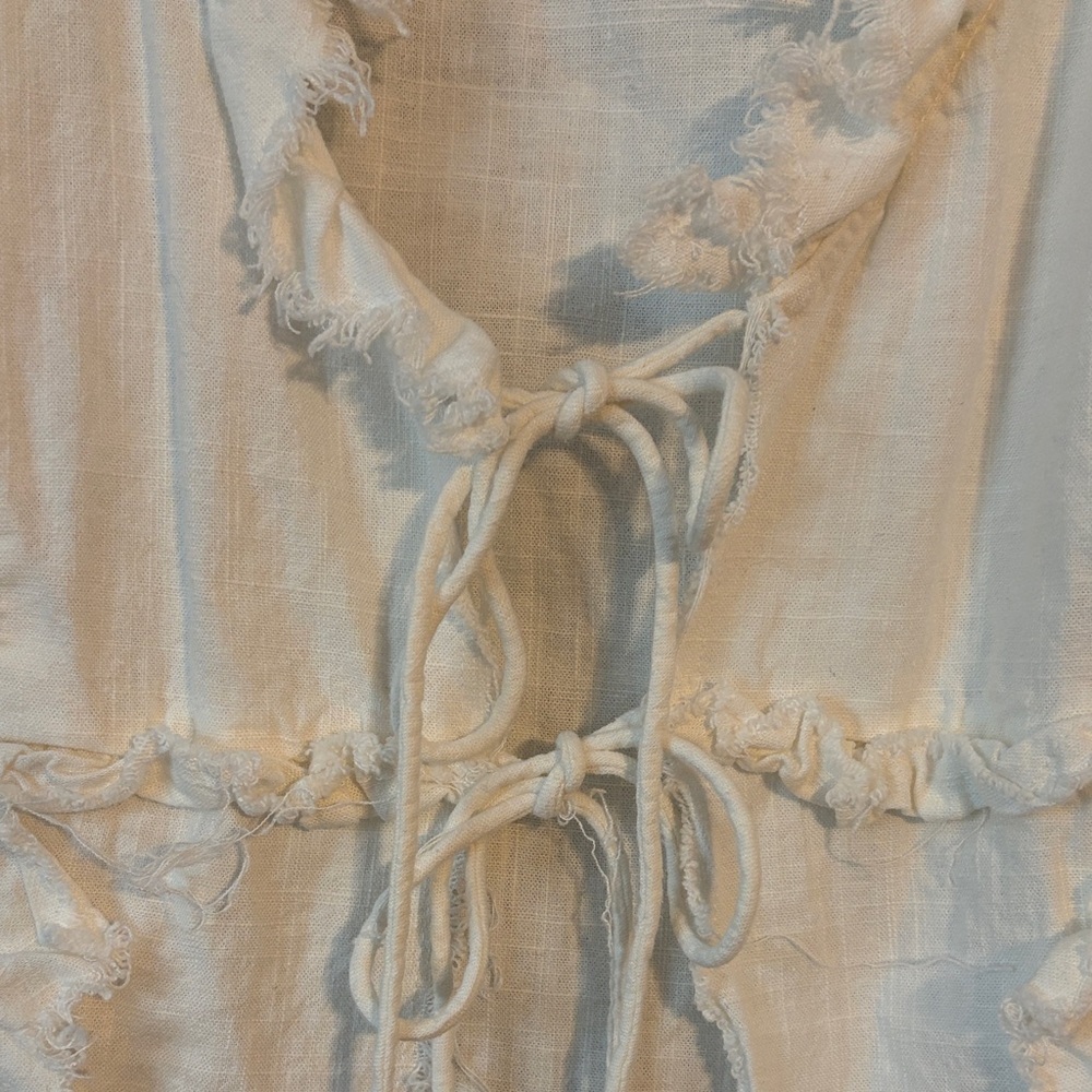 Divided Cream Ruffle Tie-Front Blouse - Picture 2 of 6